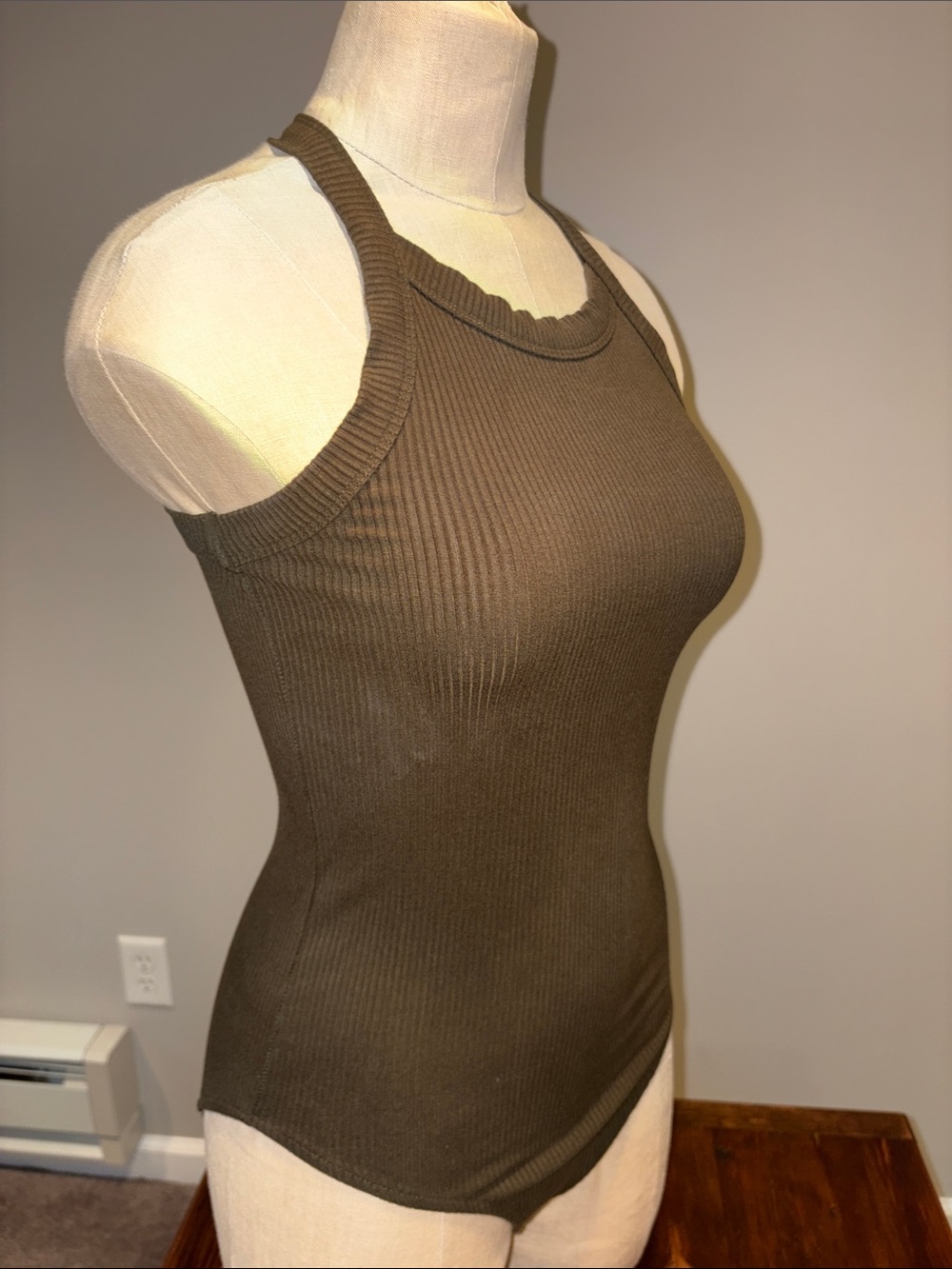 LOFT Ribbed Halter Racerback Bodysuit Size XS - Picture 3 of 10